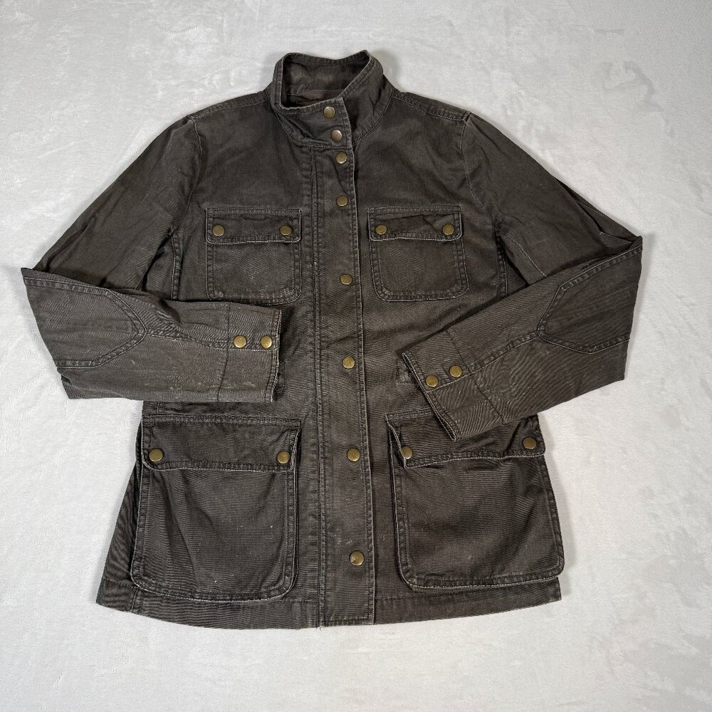 J. Crew Relaxed Boyfriend Field Jacket Women Size S 100% Cotton Adjustable Waist